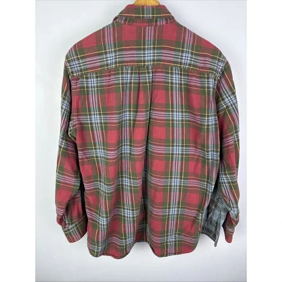 LL Bean Flannel Shirt Traditional Fit Mens Medium Plaid Button Down LOT OF 2 - Picture 5 of 15